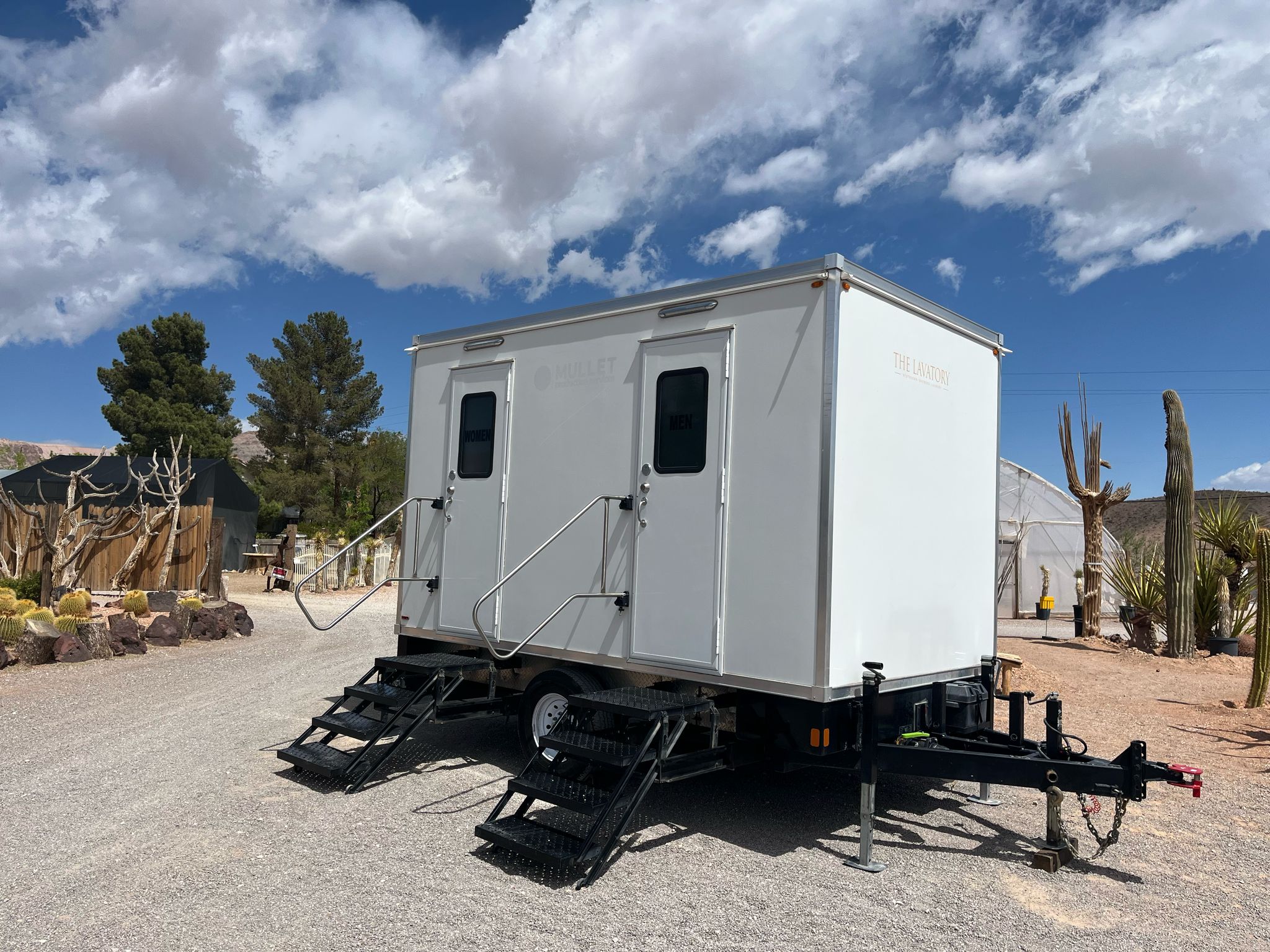 Denver wedding luxury restroom trailer setup